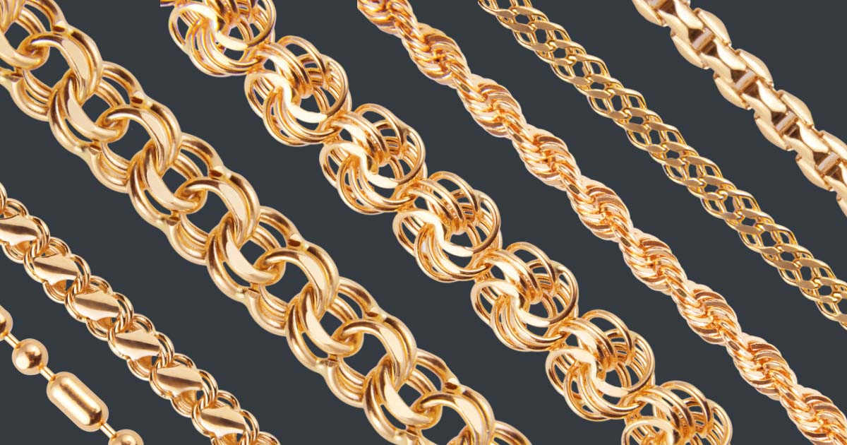 Фантазийные плетения золотых цепочек